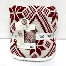 My Texas House Noah Red & White Tree Skirt Holidays 52" Round - New with Tags