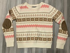 GapKids Fair Isle Sweater w/elbow patches Girls Size: XL 12 Cream  1460S