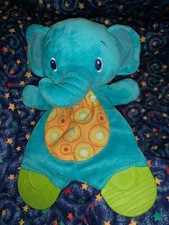 Bright Starts ELEPHANT 9 Teether / Security Blanket w/ Crinkle Sound
