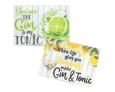 2x Worktop Saver Chopping Board Glass Kitchen Non-Slip Gin Tonic Lemon Lime
