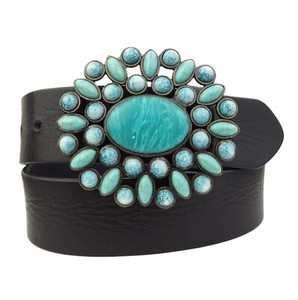 Western Turquoise Boucle avec ceinture en cuir véritable