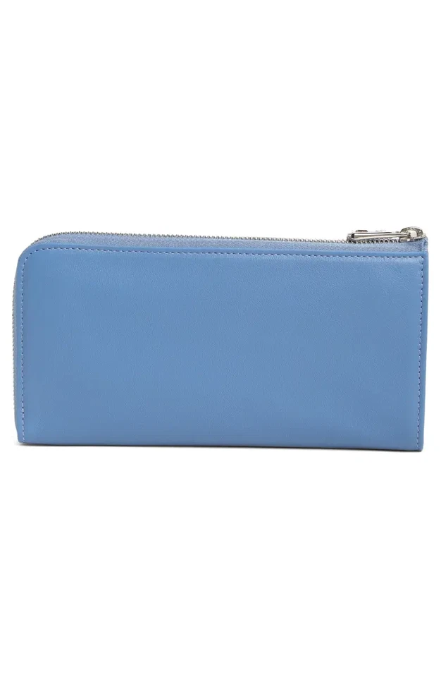 Cartera de cuero Longchamp Cuir cuarto cremallera ~NUEVA CON ETIQUETAS~ CAJA DE REGALO NIEBLA AZUL Foto 4 de 4