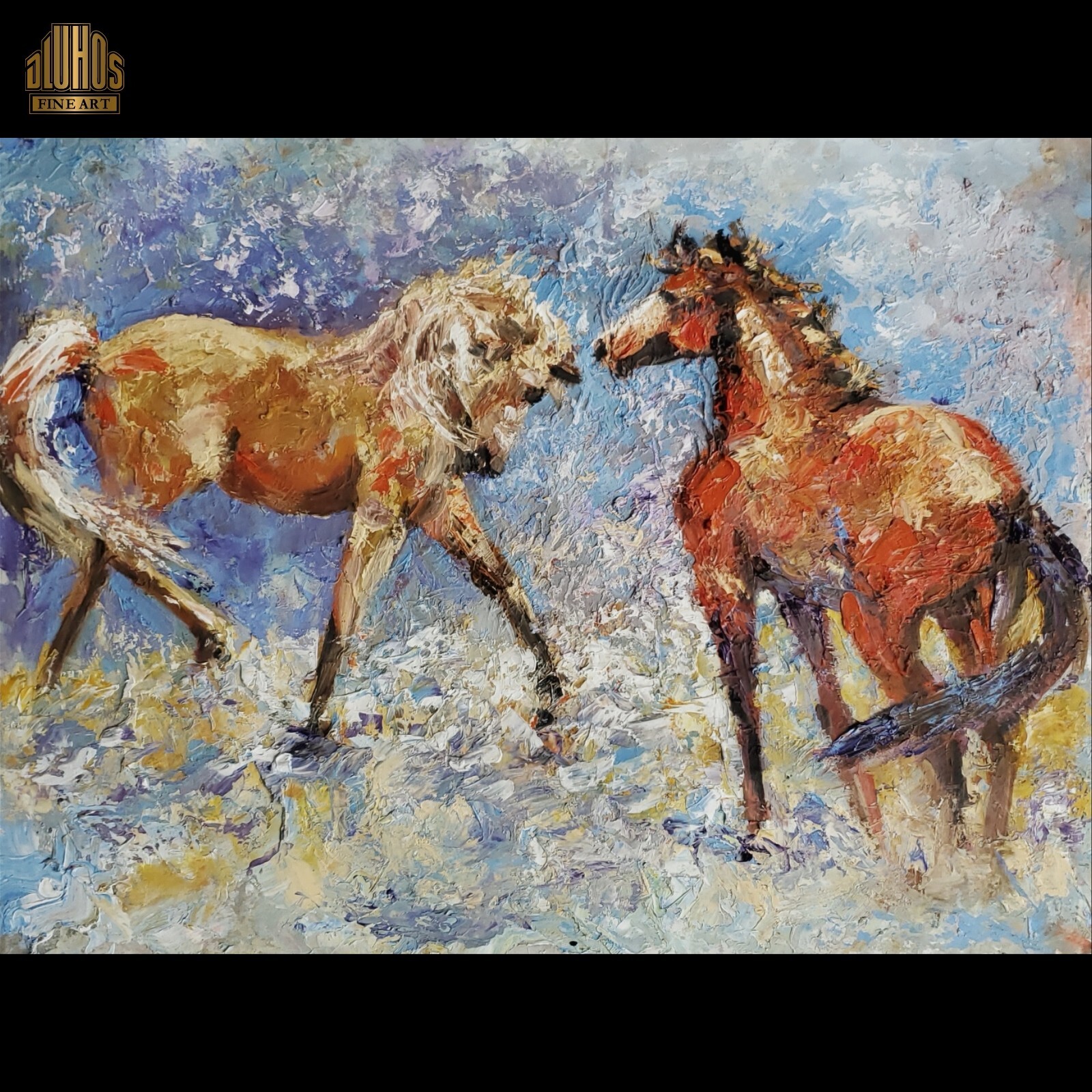 ANDRE DLUHOS Horses Equine Stallions Mares Animals Original Art Oil Painting