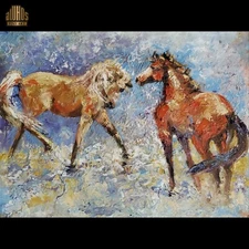 ANDRE DLUHOS Horses Equine Stallions Mares Animals Original Art Oil Painting