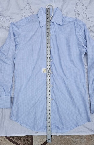 Camisa de vestir para hombre ERMENEGILDO ZEGNA gris blanco a cuadros todas las estaciones 37 14 1/2 nueva sin orden mundial - Imagen 8 de 10