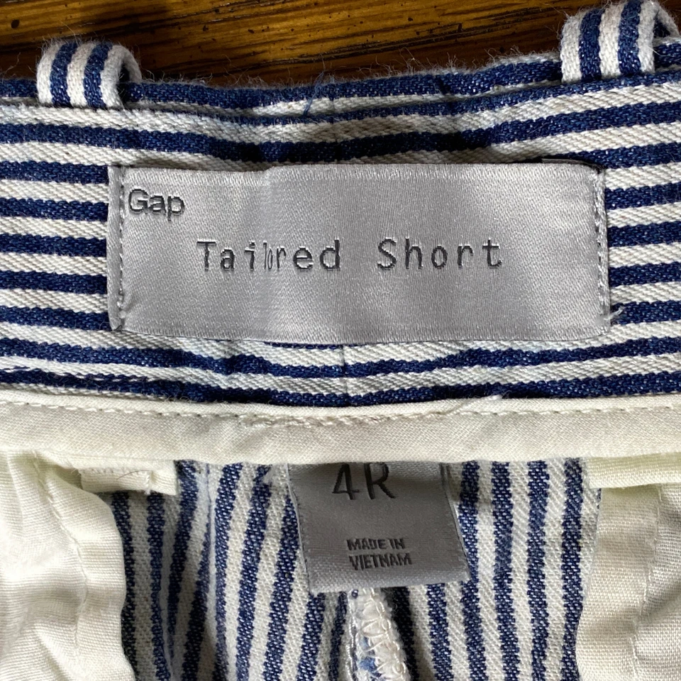 Pantalones Cortos Pequeños 4 2 6 4R 30" Gap A Medida 100% Algodón Azul Marino Rayas  Foto 4 de 4