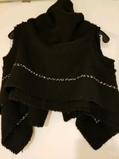 COMME DES GARCONS Vintage womens Black wool raw edge layered shrug vest NWOT.