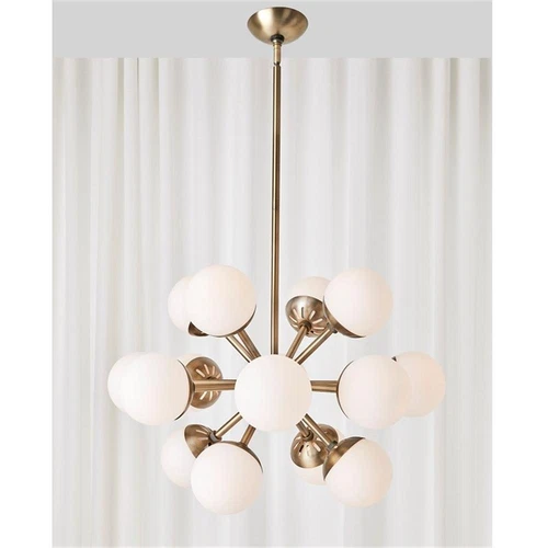 Uttermost Droplet 16-Light Metal Steel & Glass Sputnik Chandelier in Brass/White - Picture 4 of 6