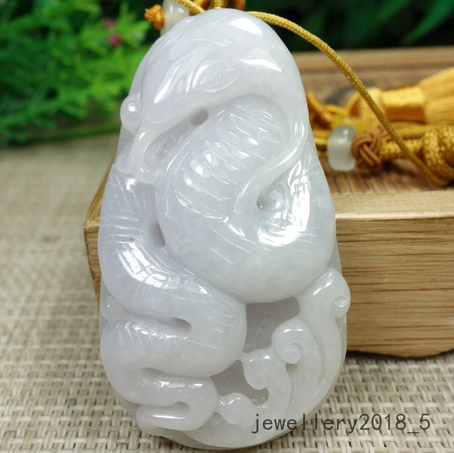 Certified Lavender 糯冰种 Burma 100% Natural A jadeite Jade Pendant~Snake 生肖蛇 - Image 4 of 4