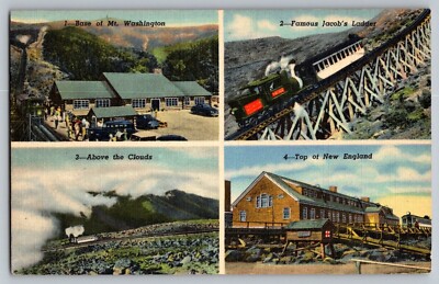 Postcard - Multiple Views - Mountain Washington Cog Train Railroad