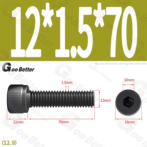 Feingewinde Zylinderschrauben 12.9 Stahl M6 M8 M10 M12 Schwarz Innensechskant - Bild 82 von 85