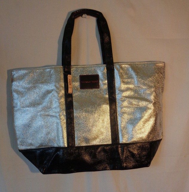 victoria secrets tote bag silver jumbo size eBay