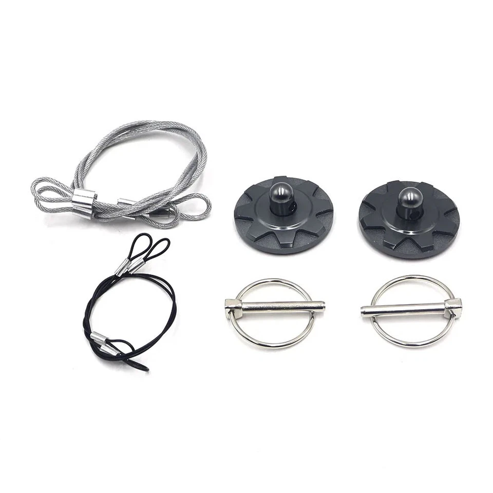 Kit de apariencia de pestillo de bloqueo de capó deportivo de carreras de autos CNC negro 2XBlack Foto 3 de 4