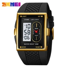 SKMEI Men Watch Rectangle Digital Watch LED Alarm Electronic Wristwatch for Boys
