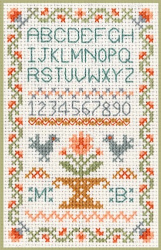 Traditional ABC Sampler - mini Cross Stitch Kit with COLOUR chart 14 aida
