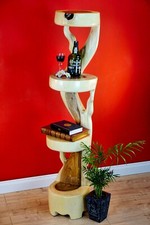 Solid Wood Shelf 120cm Flower Staircase Log Corner Shelf Suar Wood Plants Table