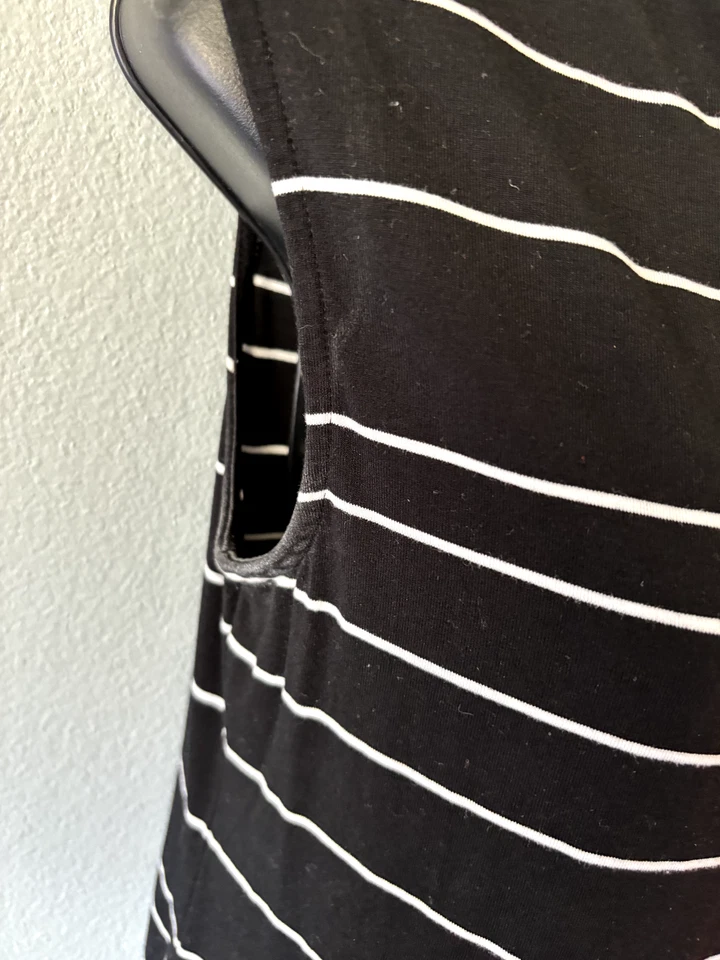 Vestido de mujer White House Black Market blanco y negro a rayas manga gorra XS Foto 3 de 4