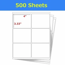 3 1/3" x 4" 3000 Labels Address Shipping Self Adhesive Ink Jet Laser Sticker 6UP