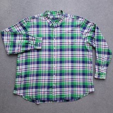 Ralph Lauren Oxford Button Down Shirt Mens 2XB Green Plaid Embroidered Pony OCBD