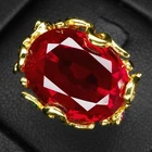 24K Gold 925 Sterling Silver Rings Intense Red Rubellite Tourmaline Oval 12.75Ct