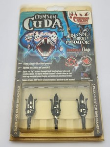 New 3 crimson cuda mechanical Broadheads - 100 Grain - 1-3/4" Dia