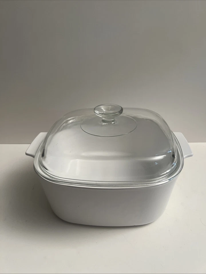 Vtg Corningware Pyroceram Glass Frost White 5 Liter Casserole A-5-B w/ Pyrex Lid - Image 4 of 4