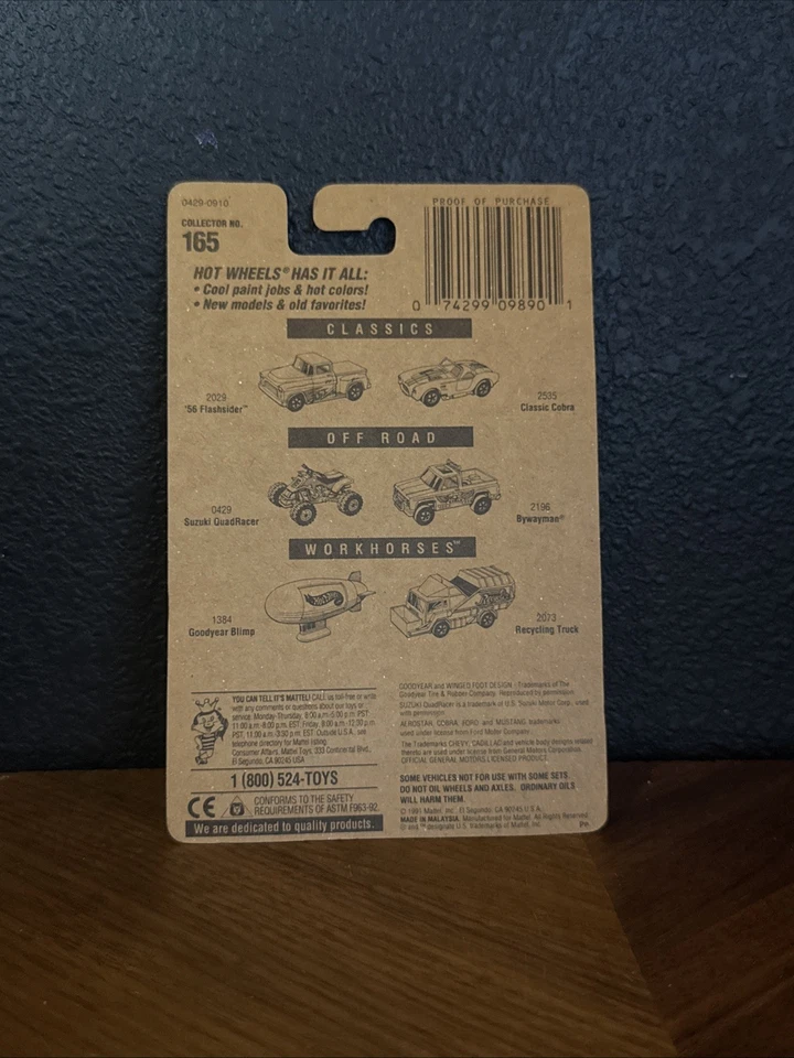 Tarjeta azul coleccionista Hot Wheels Suzuki Quad Racer 1992 n.º 165 Foto 4 de 4