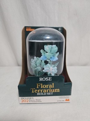NEW Micro Brix Floral Terrarium ROSE Building Blocks Set Build Toy, 202 Pieces