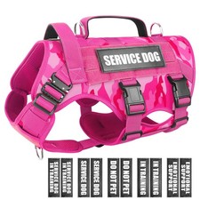 Service Dog Vest Harness for Large Dog, Tactical Working MOLLE Vest with 10 P...