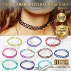 12pcs Rainbow Stretch Choker Creative Women Set Necklace Elastic Tattoo Vintage