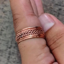 Solid Pure Copper Minimalist Healing Ring, Handmade, Unisex, 6 Pc Designer Rings