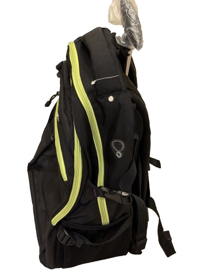 Rolling Picture Add MAK'S Sportsgear Rolling Backpack 18in Black Lime Green Telescoping ...