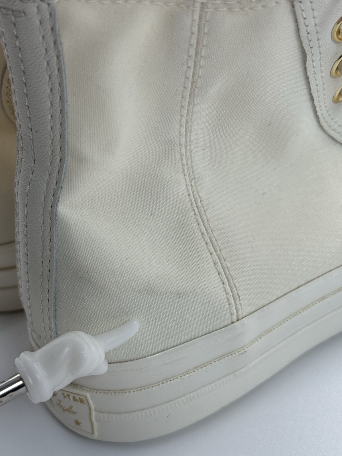 Converse White Gold Leather Trim High top Unisex Men’s 8 Women’s  Size 10 thumbnail 23