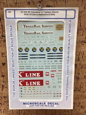 MICROSCALE DECALS HO Scale 87-295: 40  Container & Trailers Clinchfield, K-Line