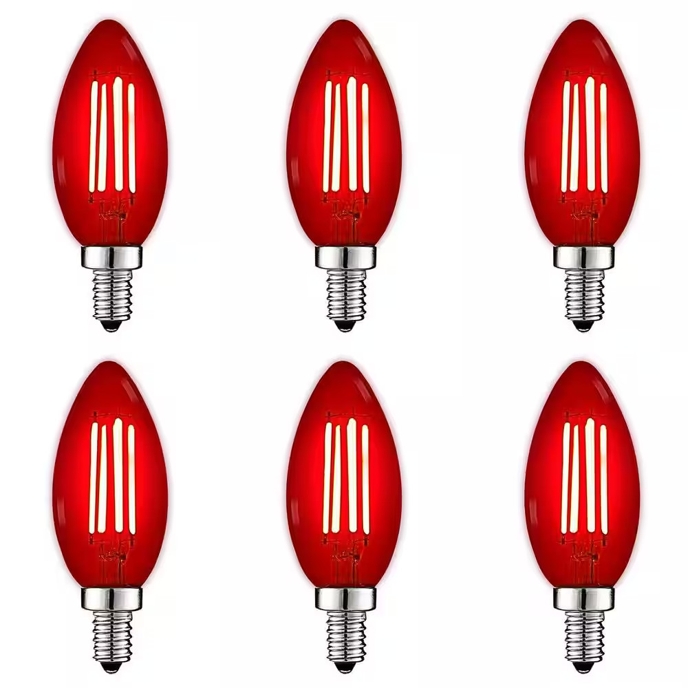 40-Watt Equivalent B11 LED Red Light Bulbs, 4.5-Watt, Colore