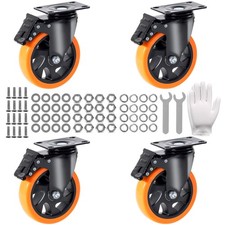 Uimoso Caster Wheels Swivel Plate Casters 4Pack 5" Heavy Duty with Locking Brake