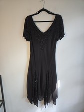 J Kara Y2K Black Beaded Handkerchief Hem Dress Size 18 Whimsigoth