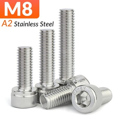 M8 (8mmØ) CAP SCREWS A2 STAINLESS STEEL HEXAGON SOCKET ALLEN KEY BOLTS DIN 912