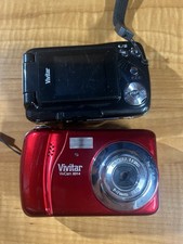 Lot of 2 Vivitar ViviCam X014 Digital Cameras Red Black Working w/ Cable READ