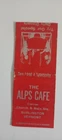 Alps Cafe Burlington Vermont Bobtail Matchcover Lot 1019 No Tariff Fee