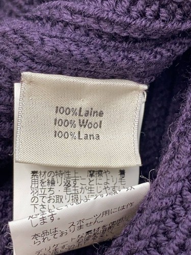 HERMES Cardigan Shawl 5 Buttons L Wool Purple Plain MADE IN ITALY Used - Picture 4 of 5