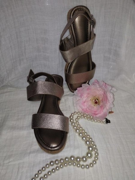 Women Dune Heels Silver Leather 37.5