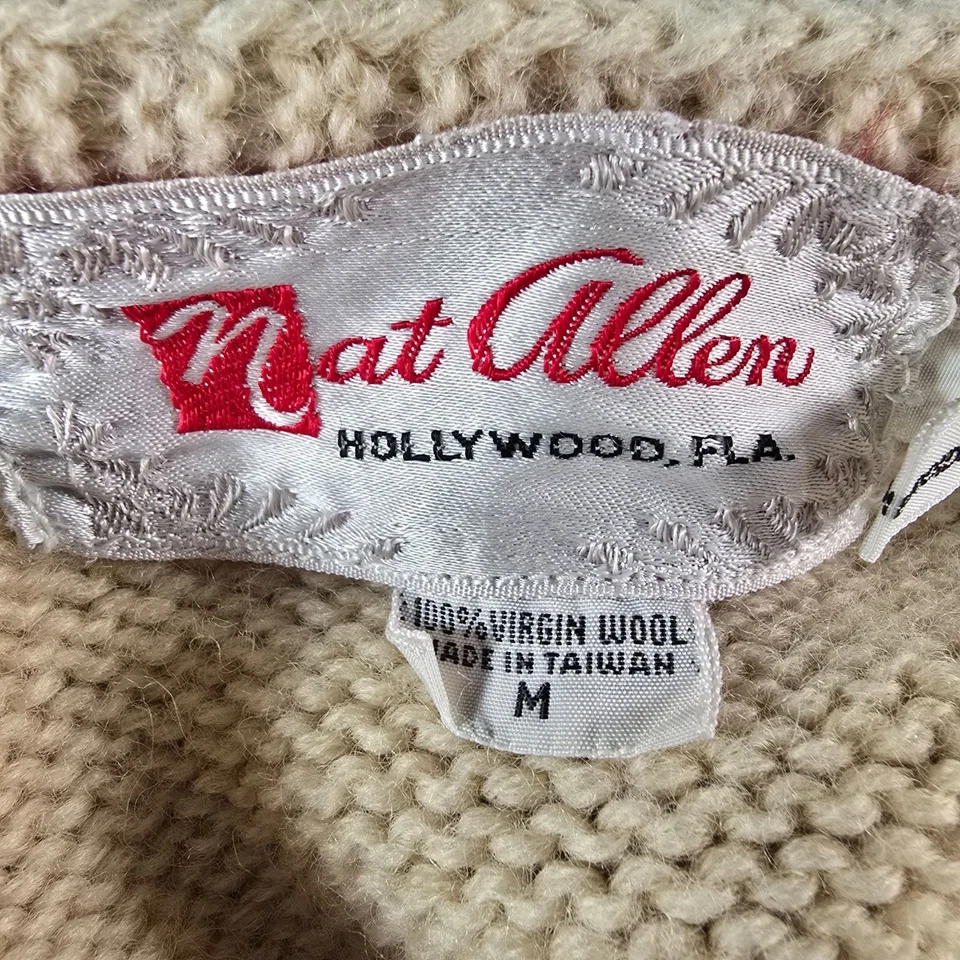 Vintage 1970s Nat Allen Women's Virgin Wool Hand Embroidered Floral Cardigan - Image 4 of 4