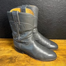Justin L3056 Grey Leather Western Cowgirl Boots Size 8 B Made in USA Round Toe