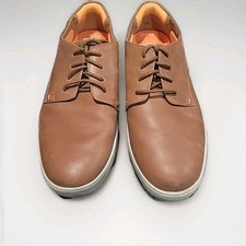 Mens Hush Puppies Casual Shoes Cognac Sz 9.5W Lace Up Comfort Loafers