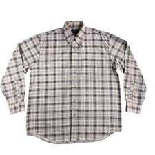 Vintage Saddlebred Shirt Mens Medium Beige Plaid Button Down Long Sleeve Hong Ko