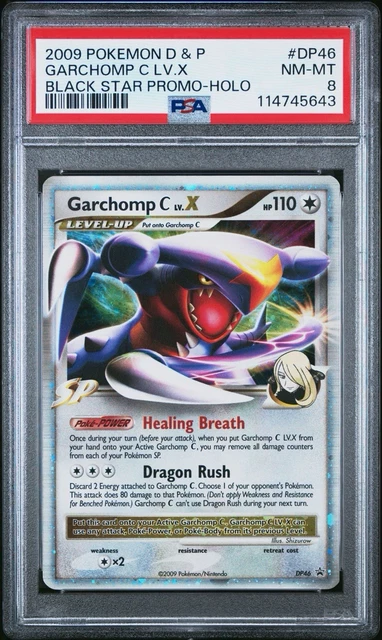 2009 PSA 8 Pokemon Diamond & Pearl Card Garchomp C Lv.X Black Star Promo DP46