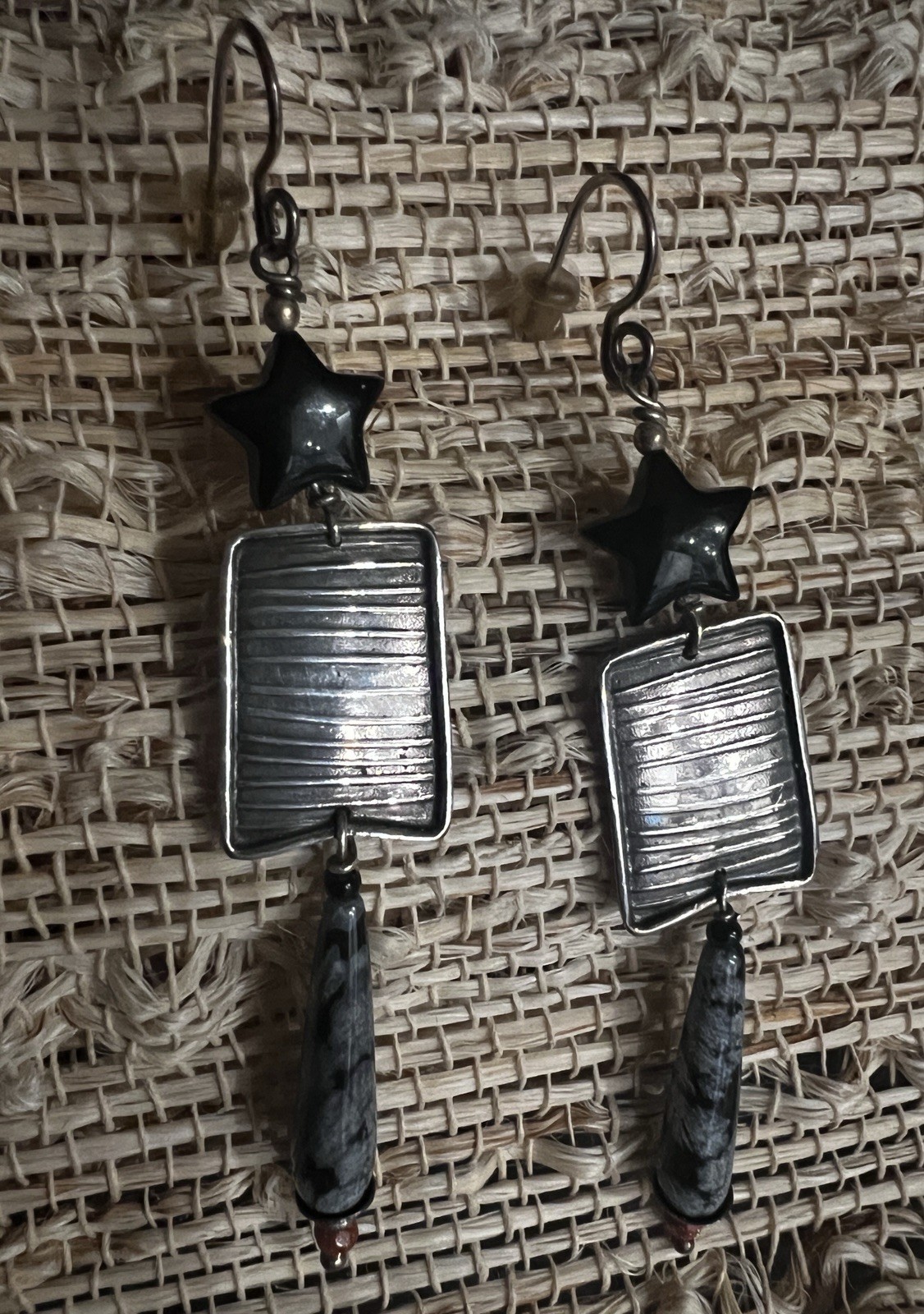 Tabra Signed Handcrafted Star and Rectangle Dangl… - image 2