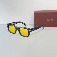 TOM FORD FT1327 Rectangular Sunglasses Black Frame Yellow Lens 52-22-145