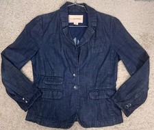 Anthropologie Pilcro Denim 2 Button Notch Collar Cropped Blazer Womens S Work